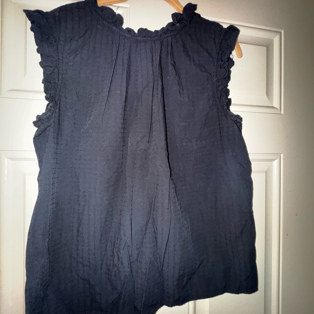 Ann Taylor Midnight Blue Ruffle Blouse